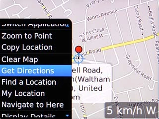 Scroll to Get Directions and press the Navigation key.