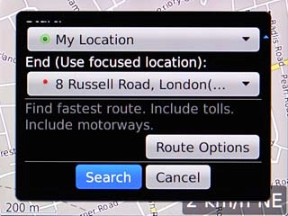 Scroll to Search and press the Navigation key.After a moment a description of the selected route is displayed.