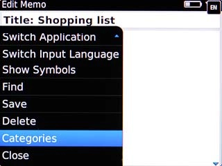 Scroll to Categories and press the Navigation key.