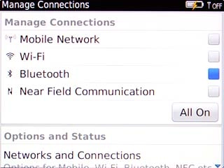 Scroll to Bluetooth and press the Navigation key.