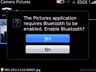 If required, highlight Yes and press the Navigation key to turn on Bluetooth.