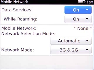 Scroll to Data Services and press the Navigation key.