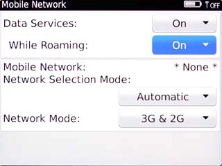 Scroll to While Roaming and press the Navigation key.
