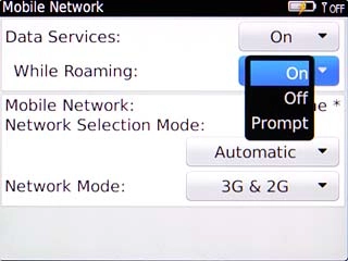 Highlight On or Off and press the Navigation key.