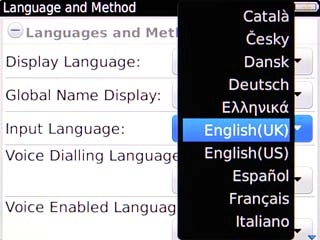 Highlight the required language and press the Navigation key.