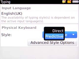 To turn on word suggestions:Scroll to Predictive and press the Navigation key.