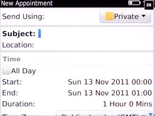 Highlight the field next to Subject and key in a subject for the appointment.