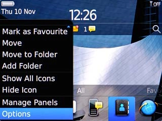 Scroll to Options and press the Navigation key.