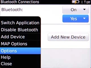Scroll to Options and press the Navigation key.