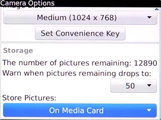 Scroll to Store Pictures and press the Navigation key.