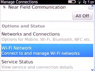 Scroll to Wi-Fi Network and press the Navigation key.A list of available Wi-Fi networks is displayed.