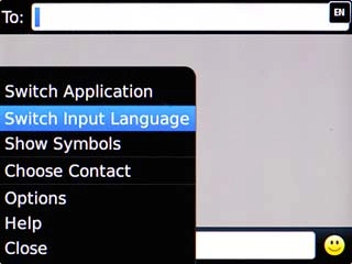 Scroll to Switch Input Language and press the Navigation key.