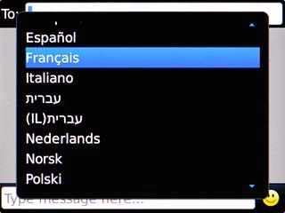 Highlight the required language and press the Navigation key.