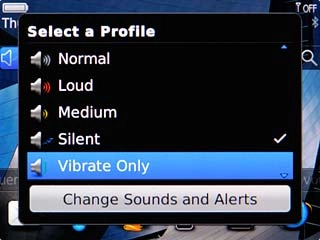 To turn on vibration:Scroll to Vibrate Only and press the Navigation key.