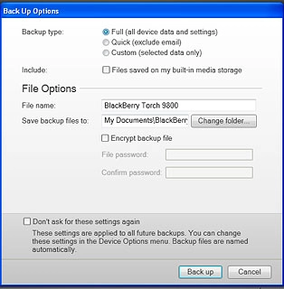 Select Full (all device data and settings).