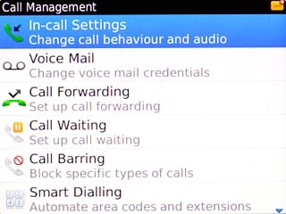 Scroll to In-call Settings and press the Navigation key.