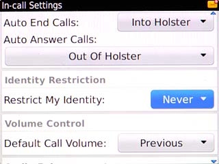 Scroll to Restrict My Identity and press the Navigation key.