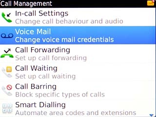 Scroll to Voice Mail and press the Navigation key.