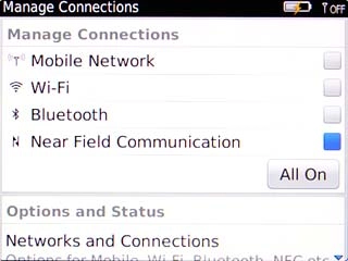 Scroll to Near Field Communication and press the Navigation key.