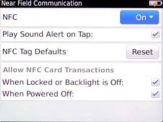 Scroll to NFC and press the Navigation key.