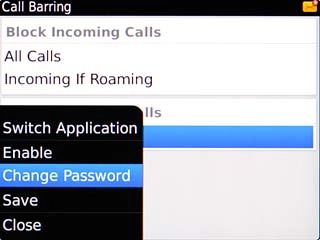 Scroll to Change Password and press the Navigation key.