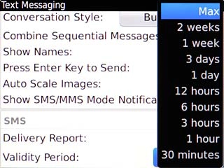 Scroll to Max and press the Navigation key.