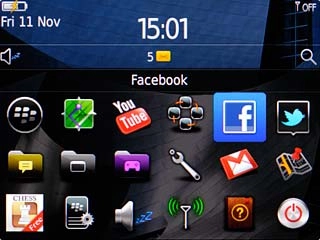 Scroll to Facebook and press the Navigation key.