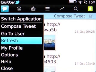 Scroll to Refresh and press the Navigation key.