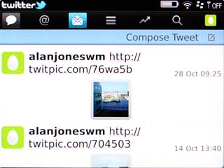 Scroll to the messages icon and press the Navigation key.