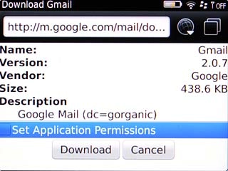 Scroll to Set Application Permissions and press the Navigation key to turn on the function.