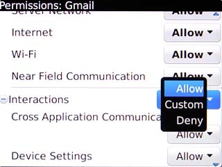 Scroll to Allow and press the Navigation key.