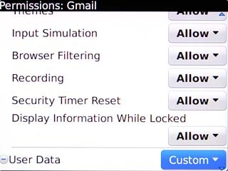 Highlight the drop down list next to User Data and press the Navigation key.