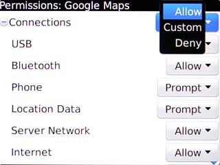 Scroll to Allow and press the Navigation key.