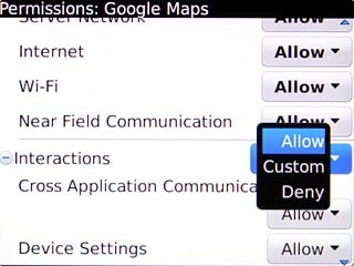 Scroll to Allow and press the Navigation key.