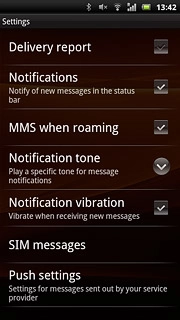 Press Delivery report to turn the function on or off.