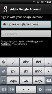 Press Password and key in the password for your Google account.
