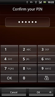 Key in the phone lock code again and press OK.