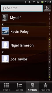 Press the required contact.The contact details are displayed.