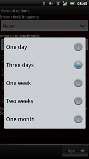 Press the required setting.