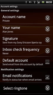Press Default account to turn on the setting.