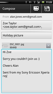 Write subject and text for your email message.Press the send icon.
