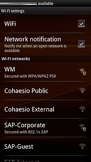 A list of Wi-Fi networks within range is displayed.Press the required Wi-Fi network.