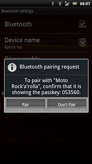 Check that the same access code is displayed on both devices and press Pair.The new device is displayed on the list of paired devices.