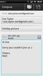 Press the send icon when you've finished your email message.