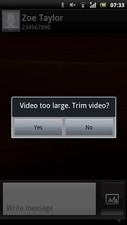 If the video clip is too large:Press Yes.Follow the instructions on the display to compress the video clip.