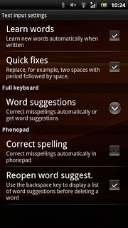 Press Word suggestions below Full keyboard.