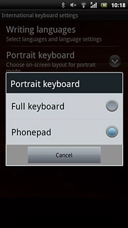 Press Full keyboard or Phonepad.