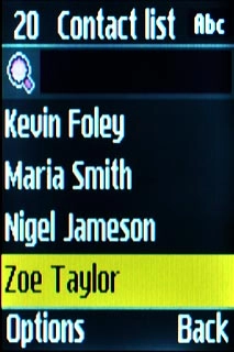Highlight the required contact and press the Navigation key.