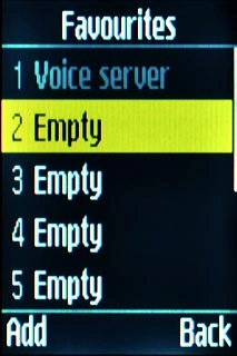 Highlight the required speed dialling key and press the Navigation key.