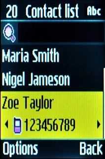 Highlight the required contact and press the Navigation key.